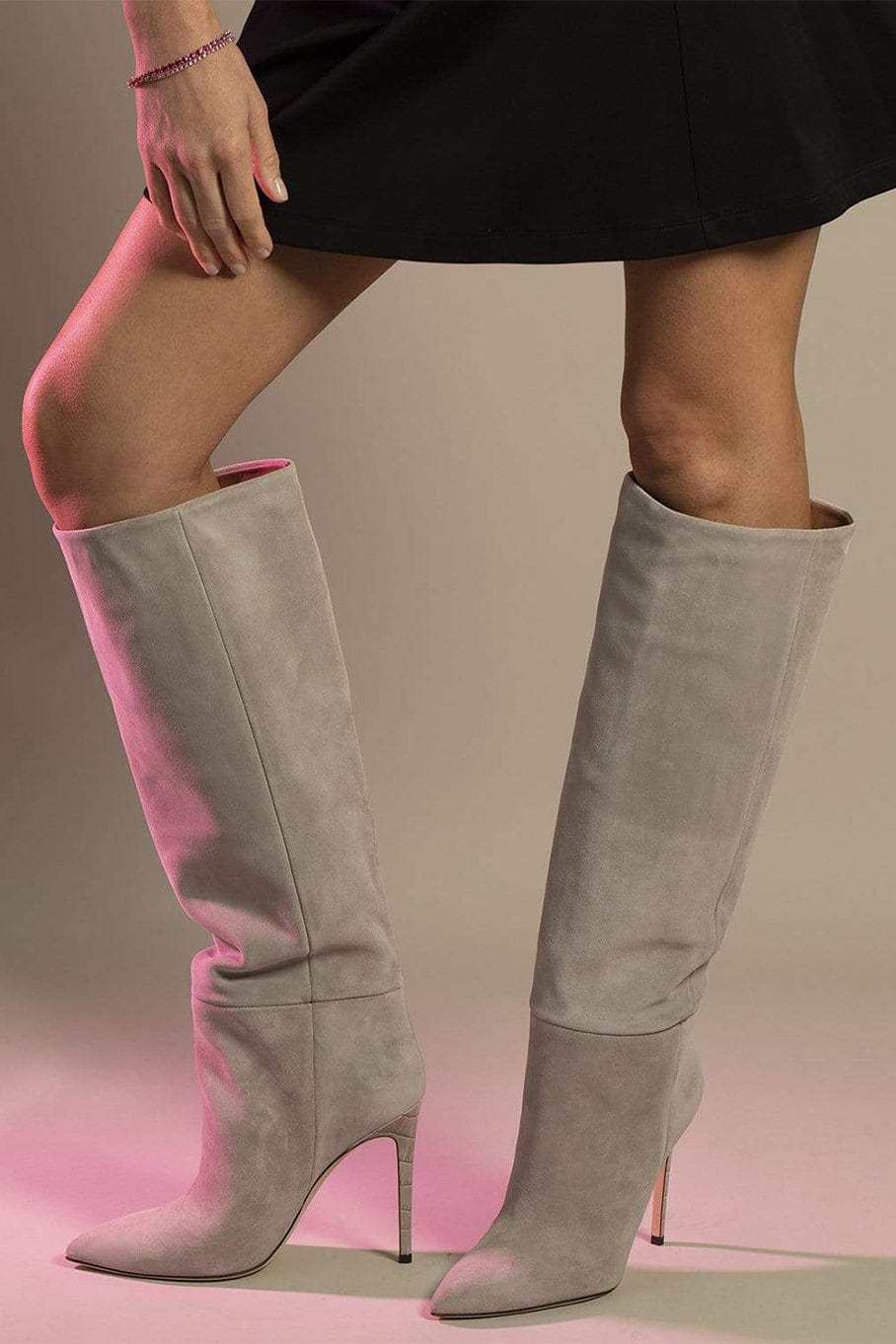 PARIS TEXAS-Suede Tall Boot Stiletto Heel-