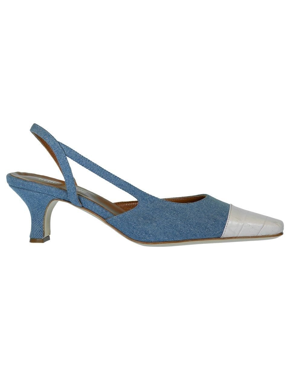 PARIS TEXAS-Denim Moc-Croco Slingback-