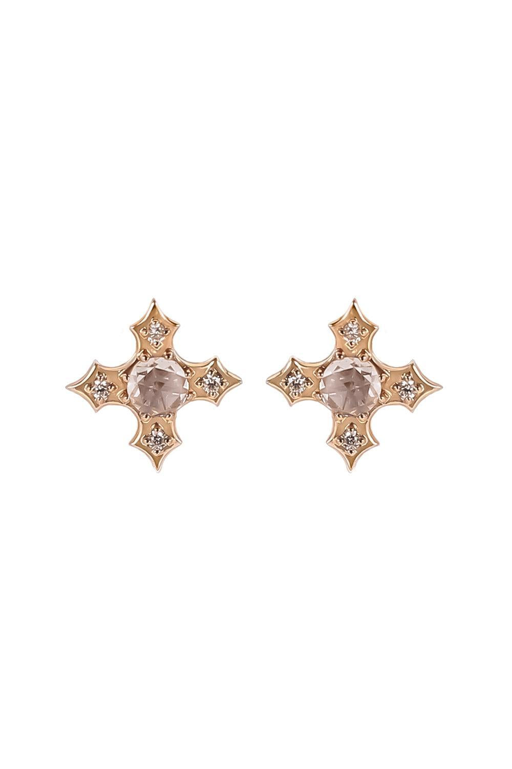 Diamond Rose Tudor Stud Earrings-ROSE GOLD-JEWELRYFINE JEWELEARRING-PARULINA