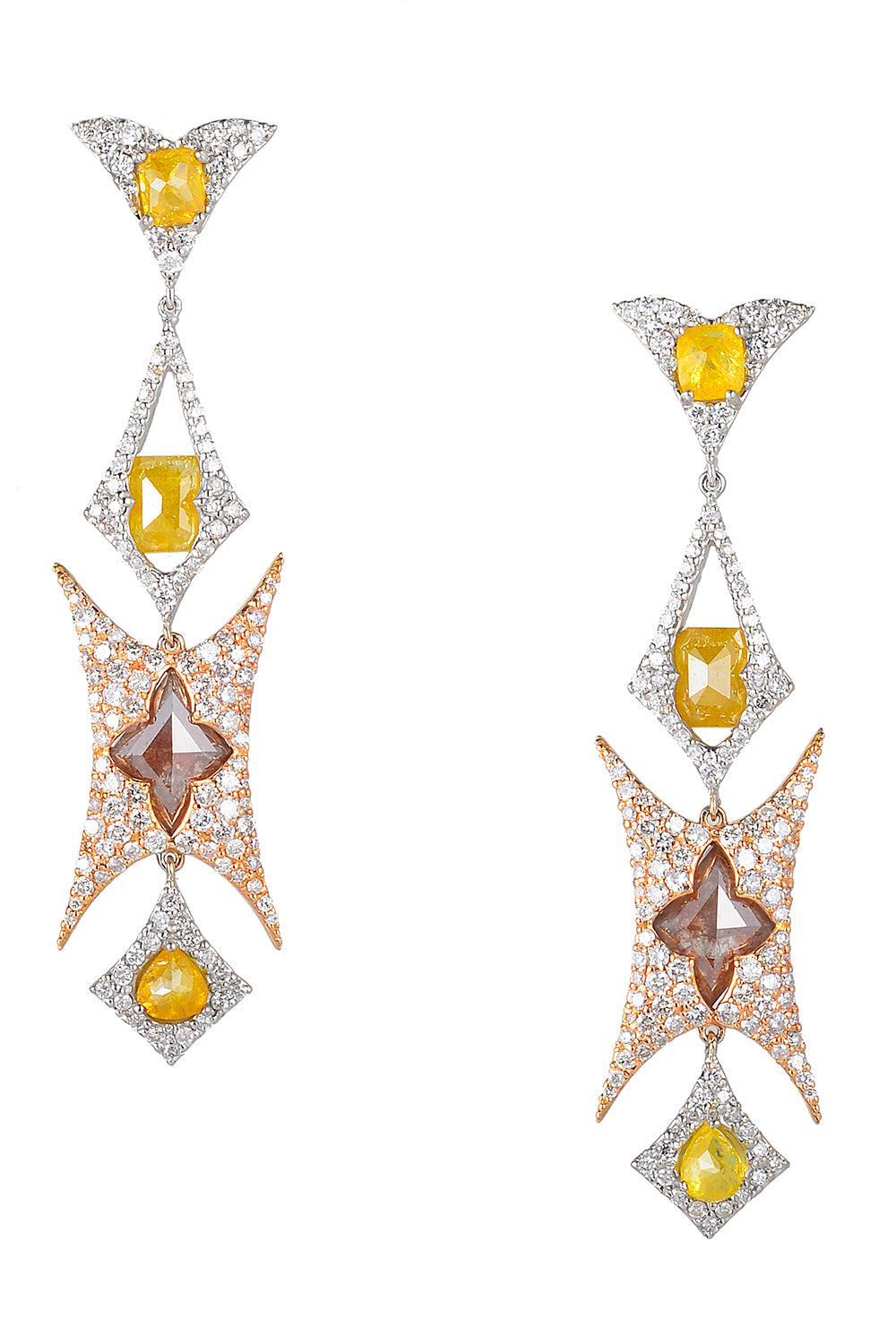 Fancy Diamond Ecclesia Earrings-ROSE GOLD-JEWELRYFINE JEWELEARRING-PARULINA