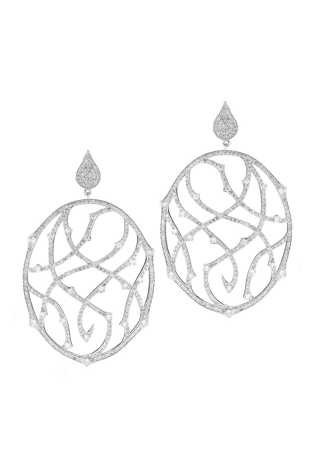 Gothic Briar Diamond Earrings-WHITE GOLD-JEWELRYFINE JEWELEARRING-PARULINA