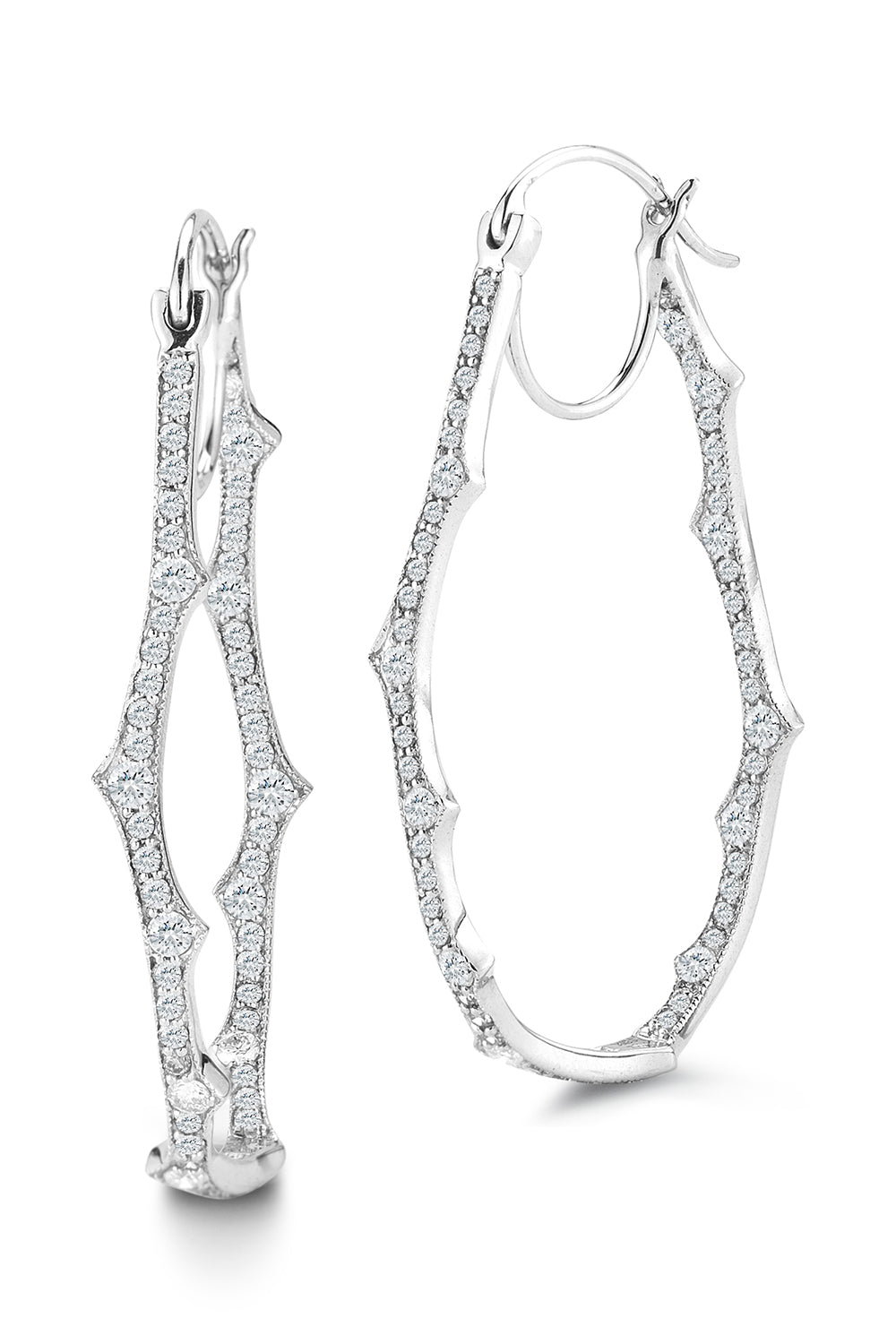 Thorn Briar Diamond Hoop Earrings-WHITE GOLD-JEWELRYFINE JEWELEARRING-PARULINA