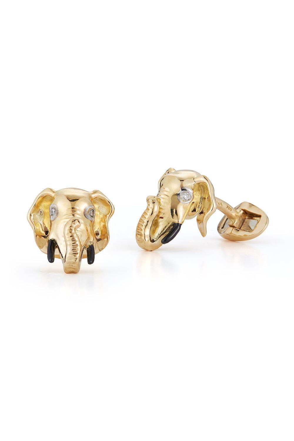 Elephant Head Cufflinks-YELLOW GOLD-JEWELRYFINE JEWELMISC-PARULINA