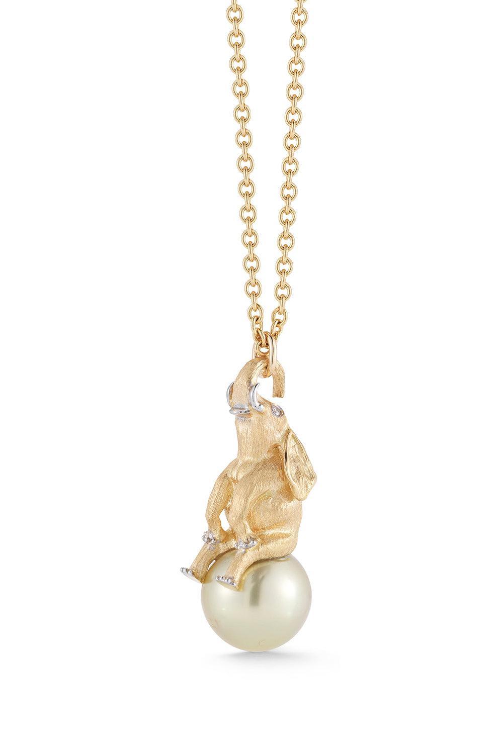 Elephant Hanging Pearl Necklace-ROSE GOLD-JEWELRYFINE JEWELNECKLACE O-PARULINA
