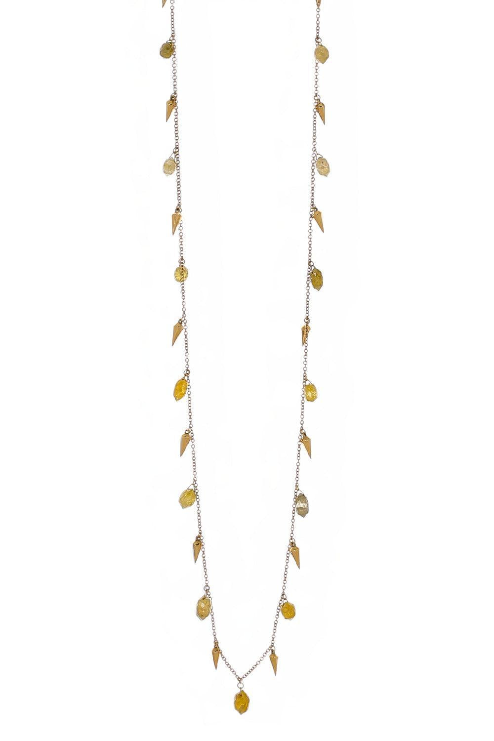 Diamond Color Briolette Alternating Necklace-YELLOW GOLD-JEWELRYFINE JEWELNECKLACE O-PARULINA