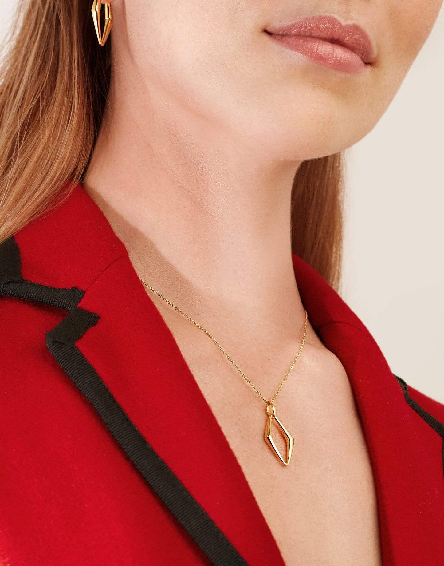 PARULINA-Point to Heaven Gold Link Pendant Necklace-YELLOW GOLD