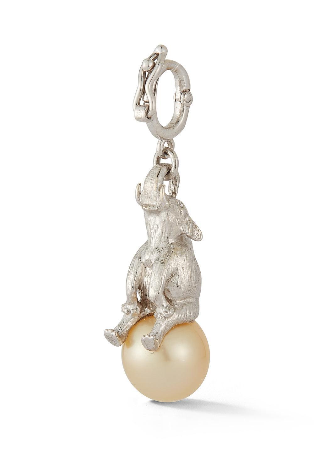 Elephant Hanging Pearl Pendant-WHITE GOLD-JEWELRYFINE JEWELPENDANT-PARULINA