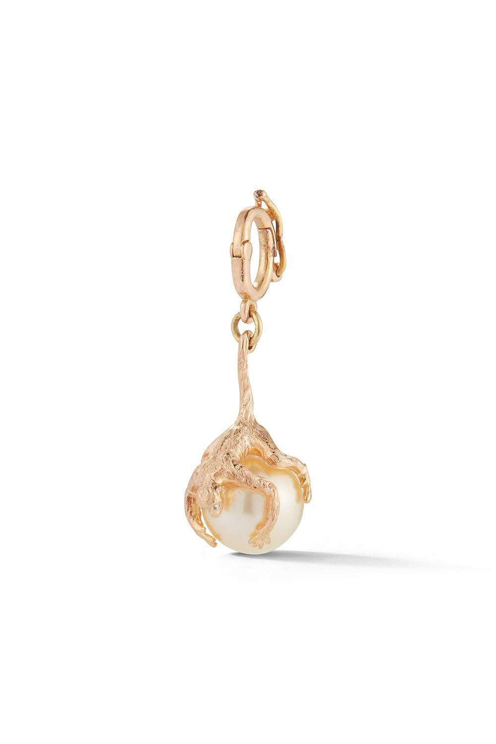 Monkey Hanging Pearl Pendant-YELLOW GOLD-JEWELRYFINE JEWELPENDANT-PARULINA