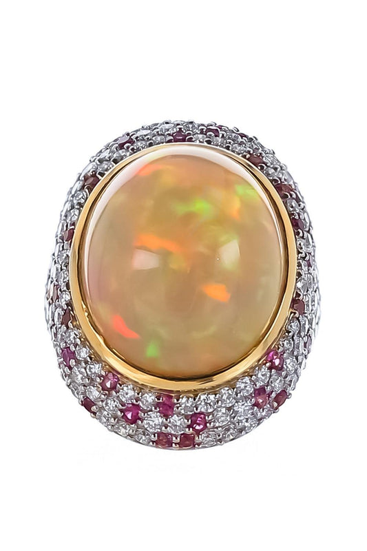 Opal Diamond Pink Sapphire Ring-WHITE GOLD-6.25-JEWELRYFINE JEWELRING-PARULINA