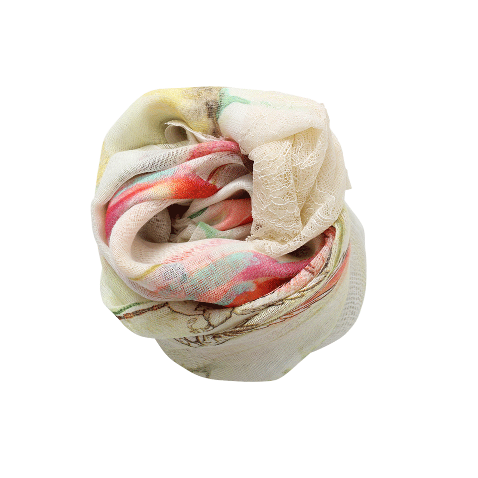 PASHMA-Masquerade Lace Scarf-RED/ORNG