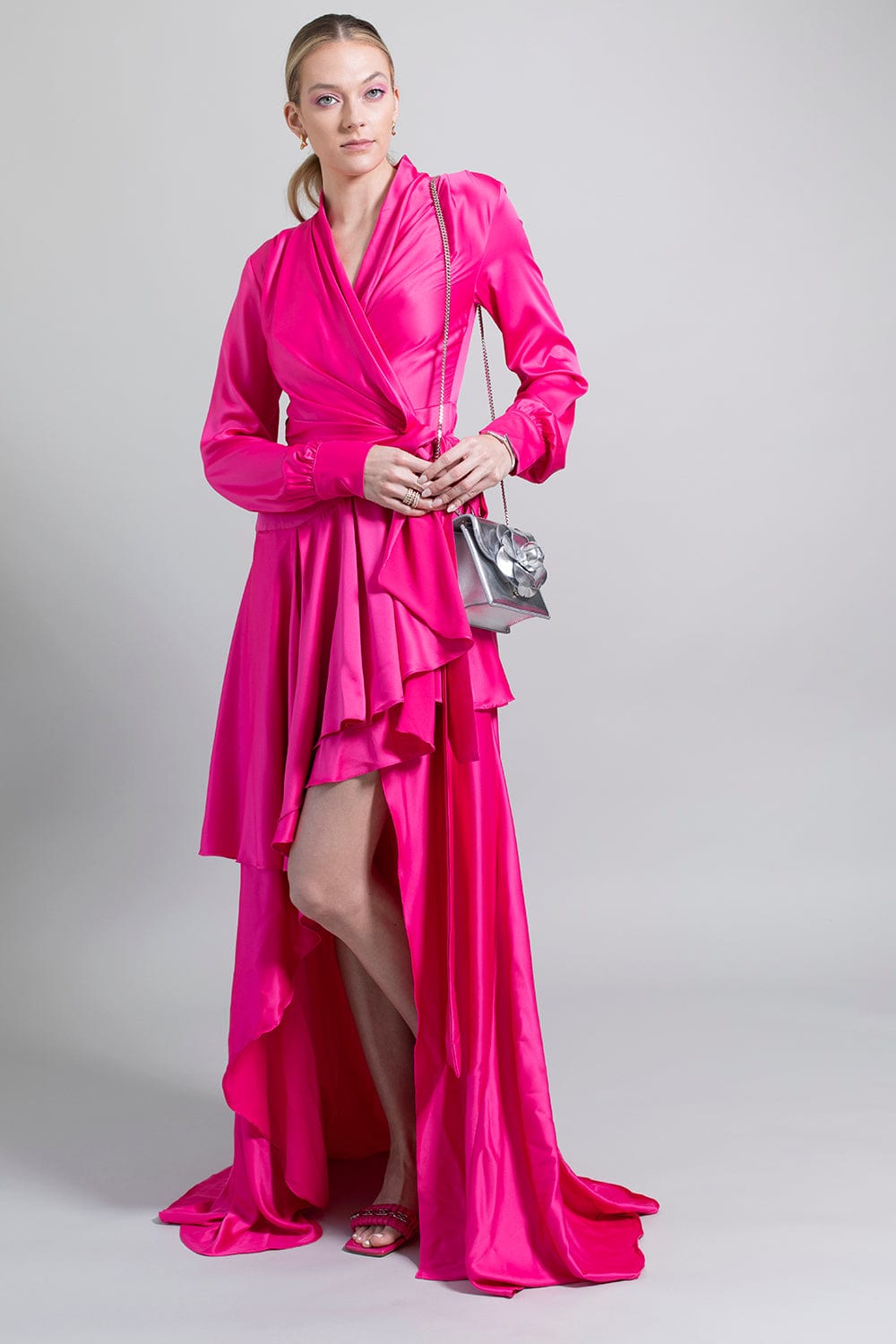 PATBO-Hi-Low Maxi Wrap Dress-