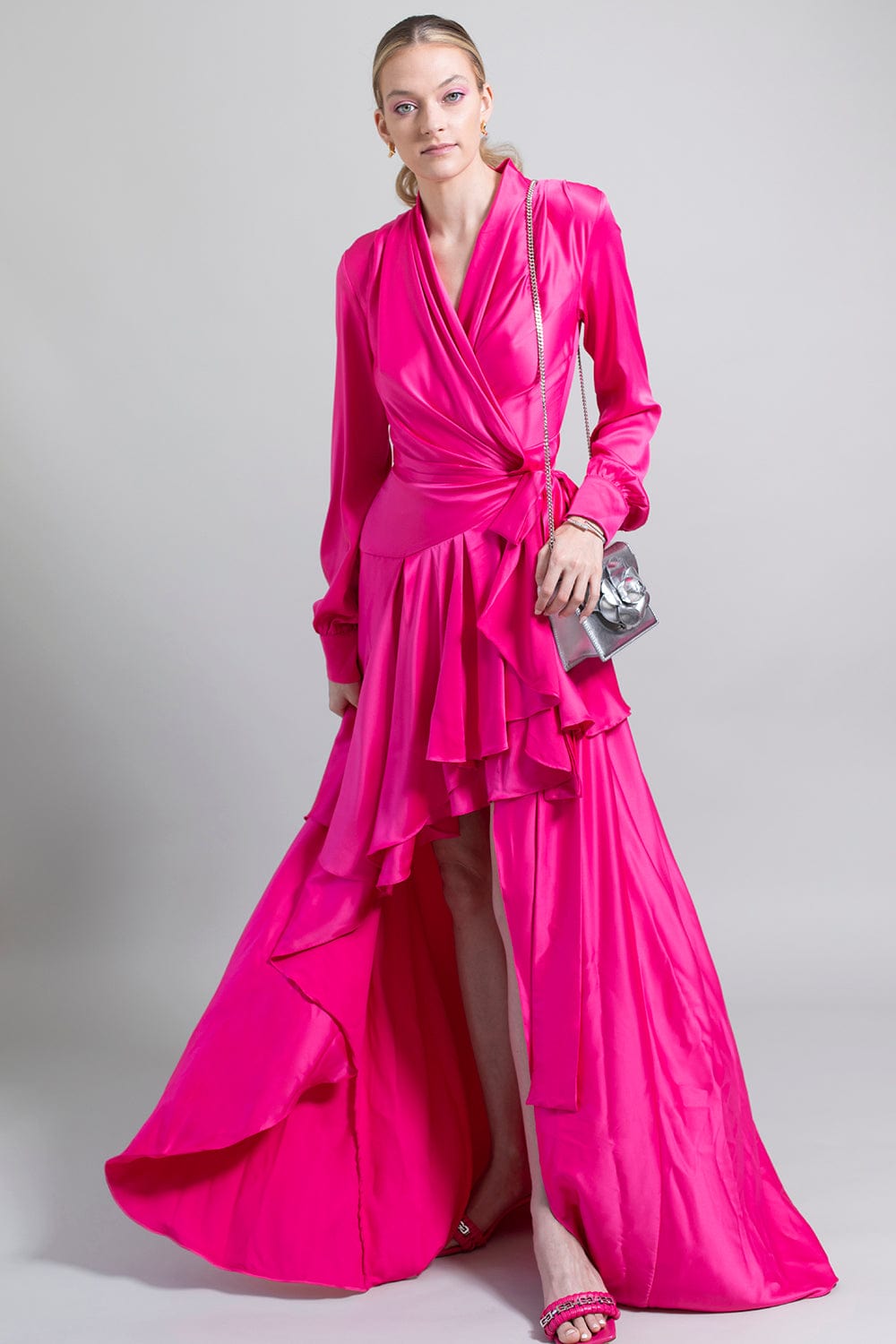 PATBO-Hi-Low Maxi Wrap Dress-