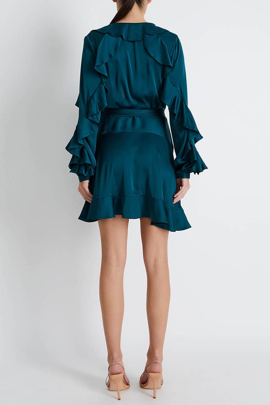 PATBO-Ruffle Sleeve Mini Wrap Dress-