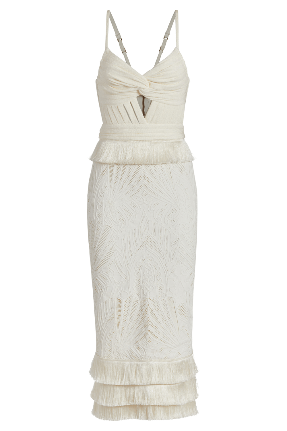 PATBO-Twist Fringe Midi Dress-