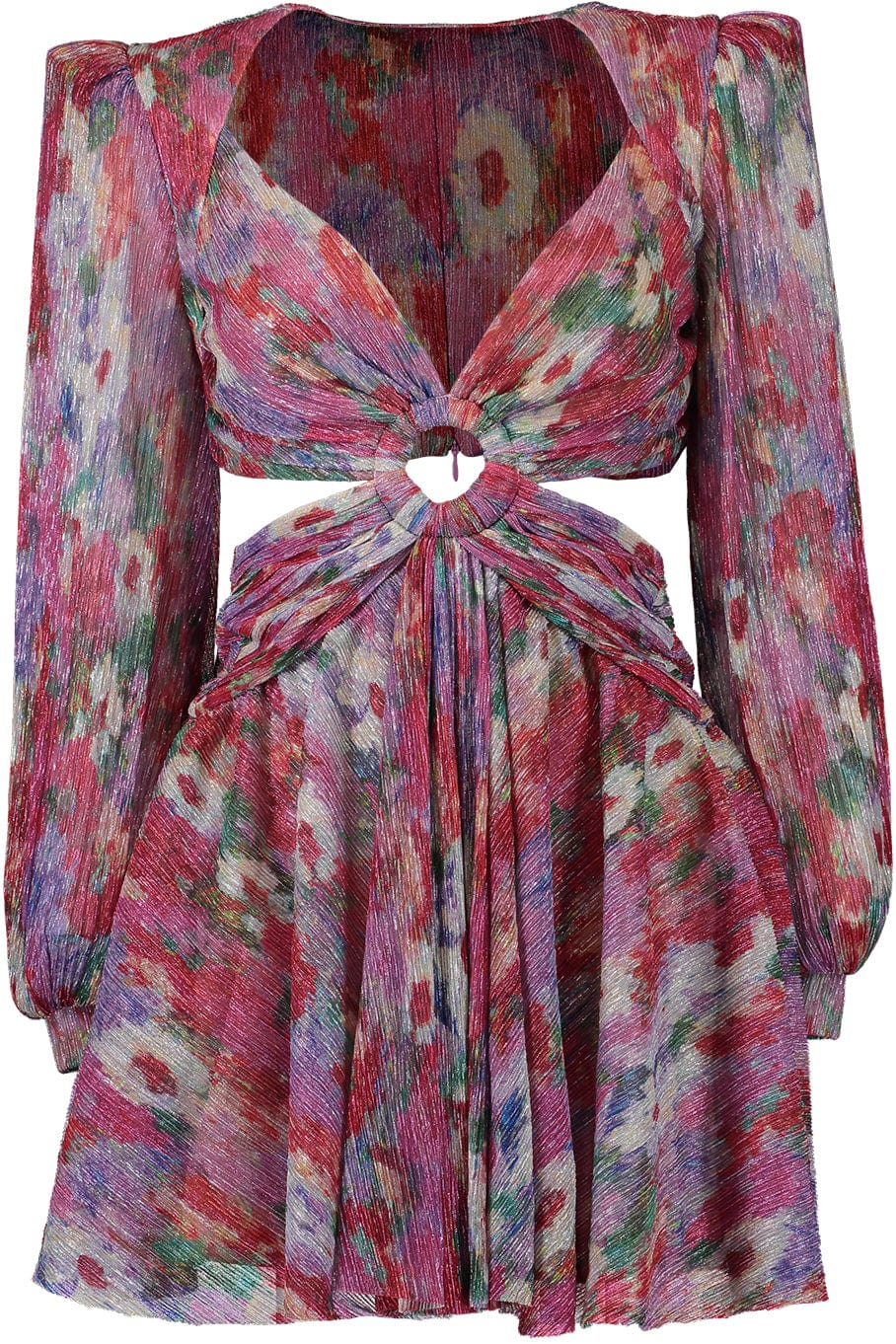 PATBO-Printed Lurex Cutout Mini Dress-