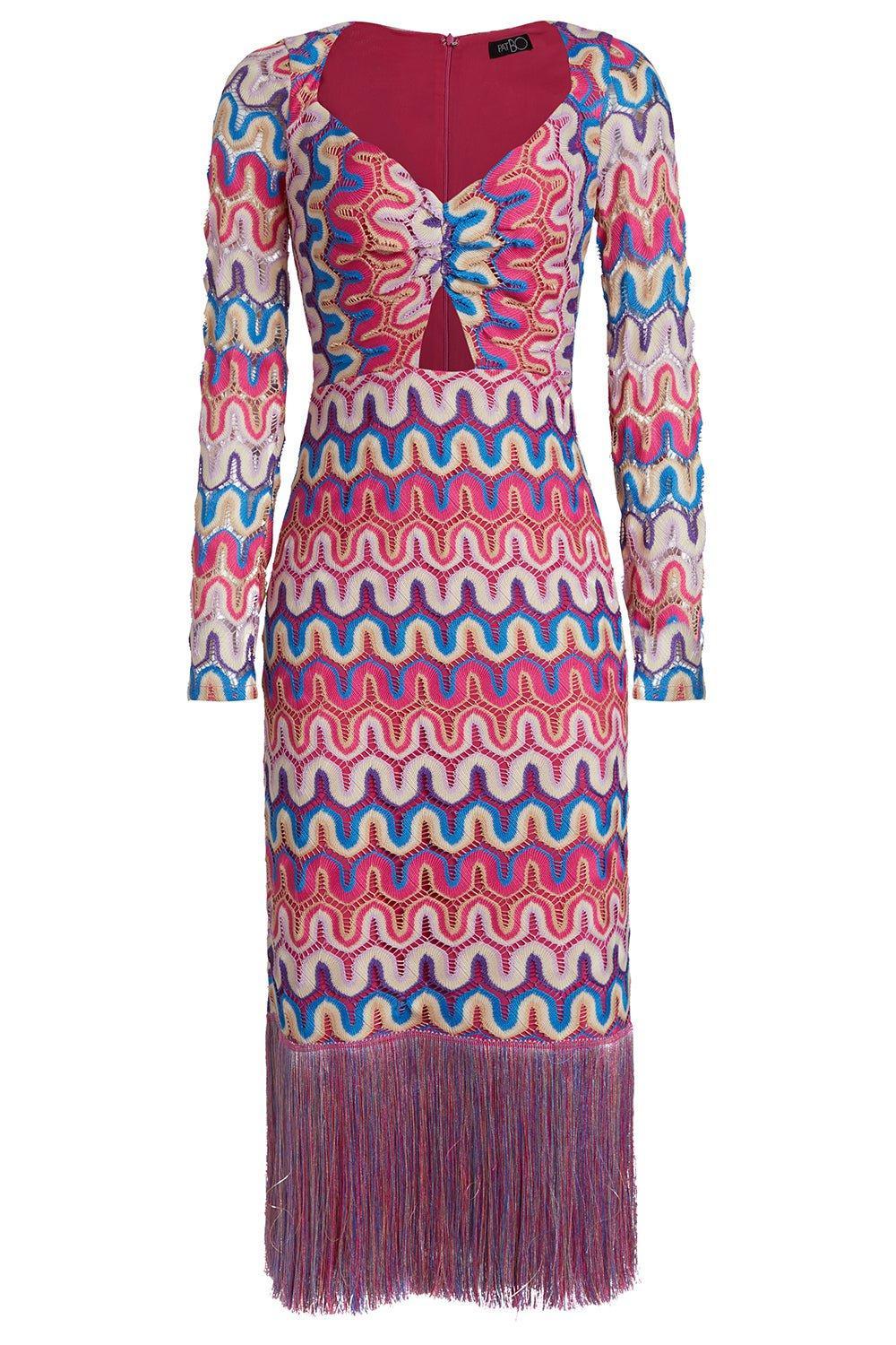 PATBO-Cut-Out Fringe Midi Dress-