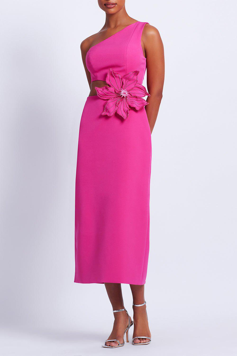 PATBO-Flower Applique Midi Dress-
