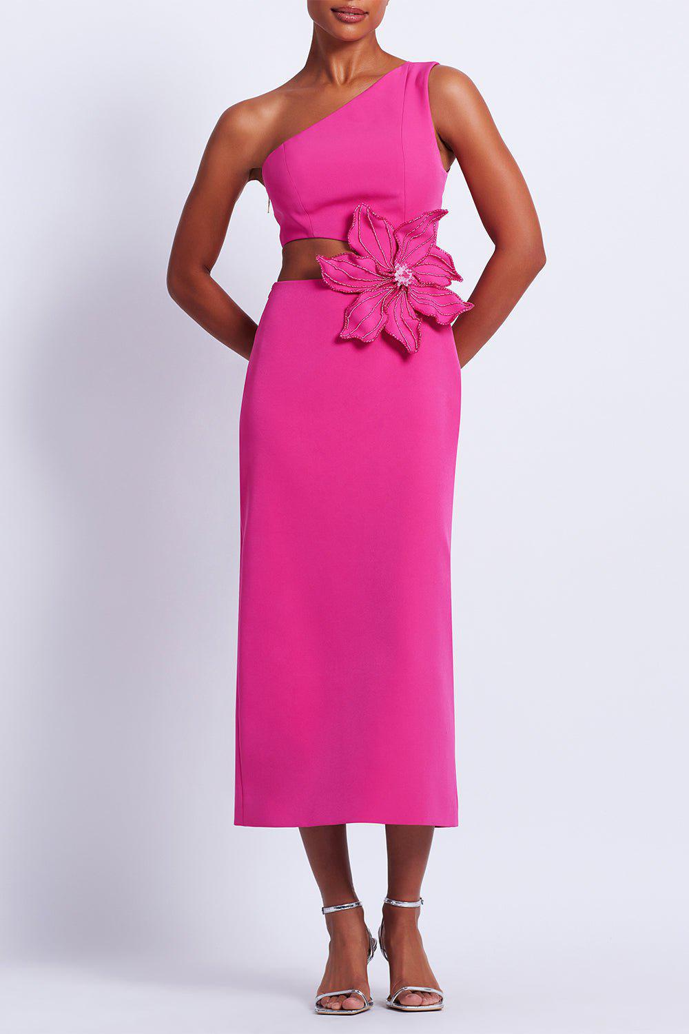 PATBO-Flower Applique Midi Dress-