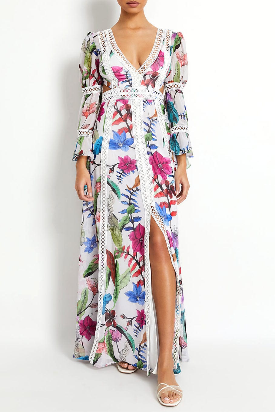 PATBO-Zamia Lace Trim Maxi Dress-