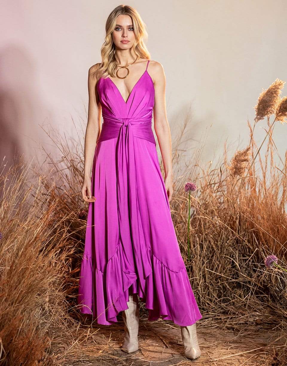PATBO-Sleeveless Tie Front Midi Dress-