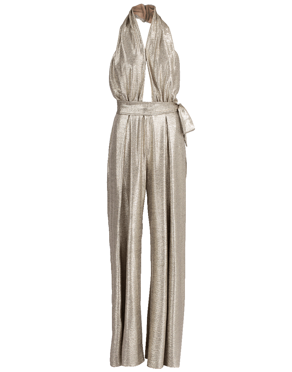 PATBO-Lamé Wrap Front Jumpsuit-