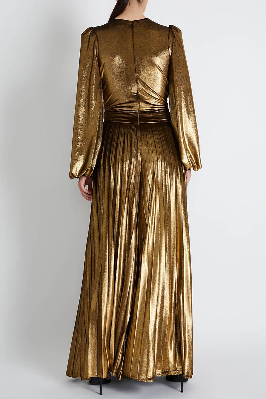 PATBO-Metallic Velvet Pleated Pant-