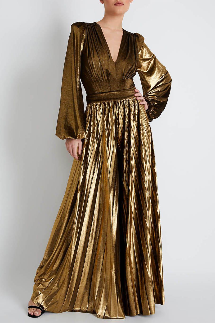 PATBO-Metallic Velvet Plunge Bodysuit-