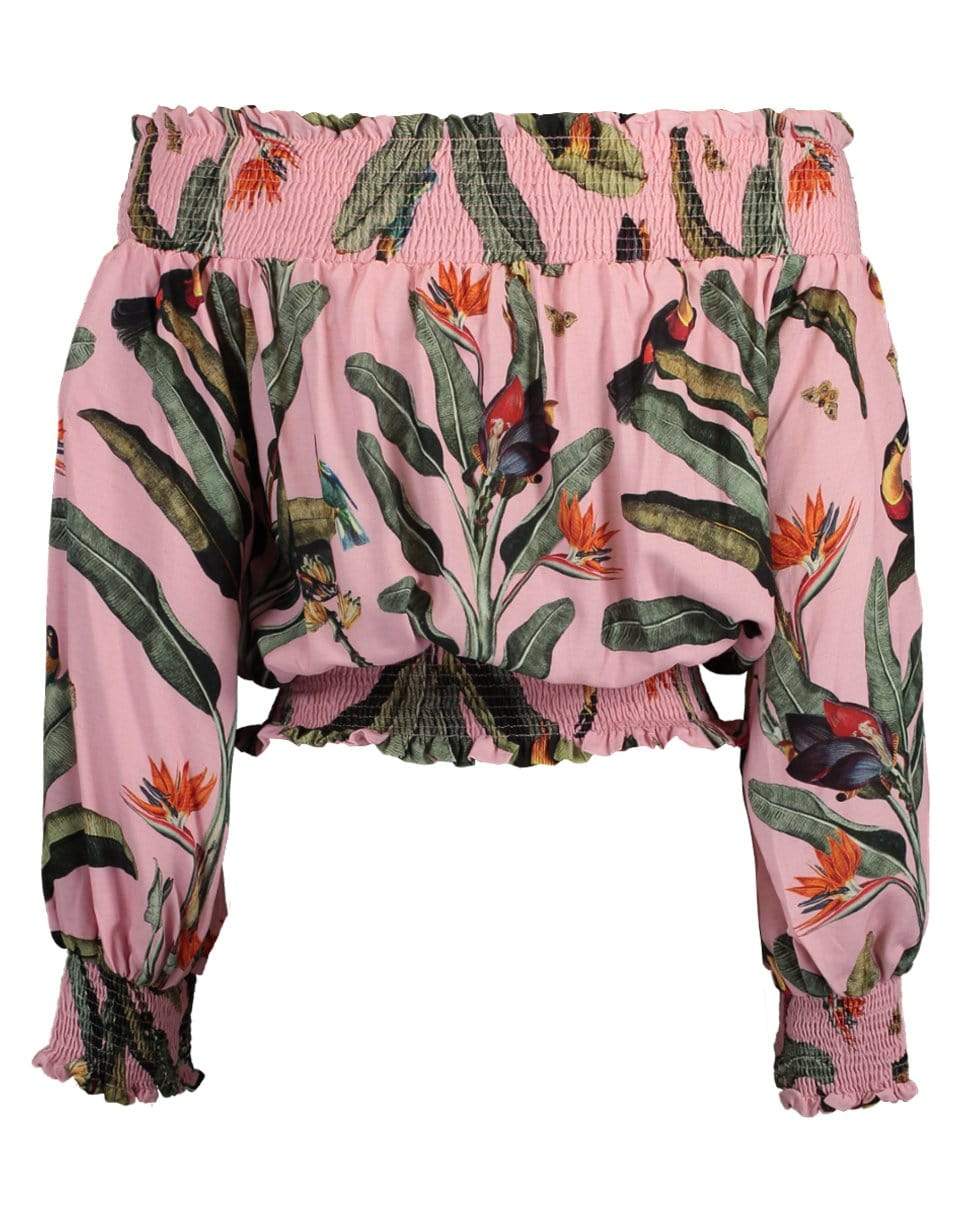 PATBO-Tropical Print Off-The-Shoulder Top-