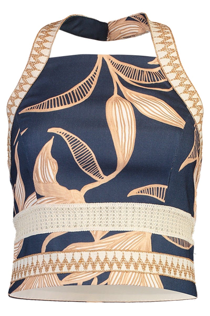 PATBO-Stargazer Jute Trim Top - Navy-