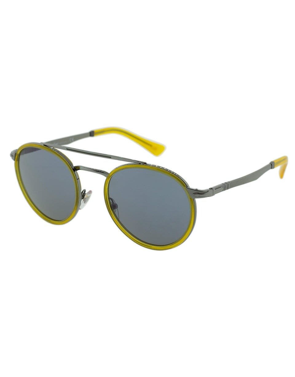 PERSOL-Steel Men's Sunglasses-GUN/BLUE
