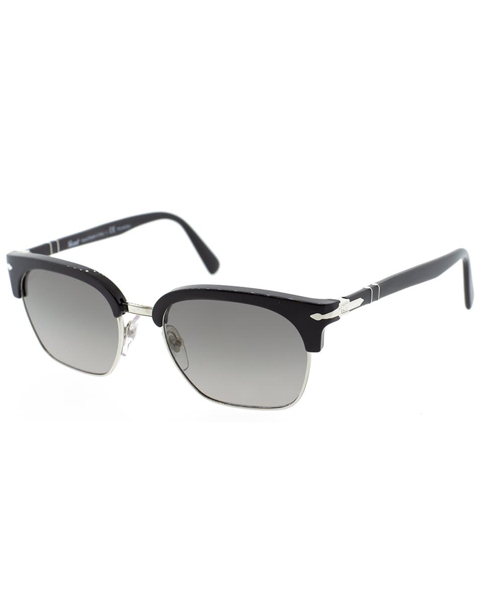 PERSOL-Silver and Black Acetate Sunglasses-SLVR/BLK