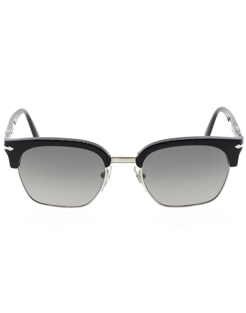 PERSOL-Silver and Black Acetate Sunglasses-SLVR/BLK