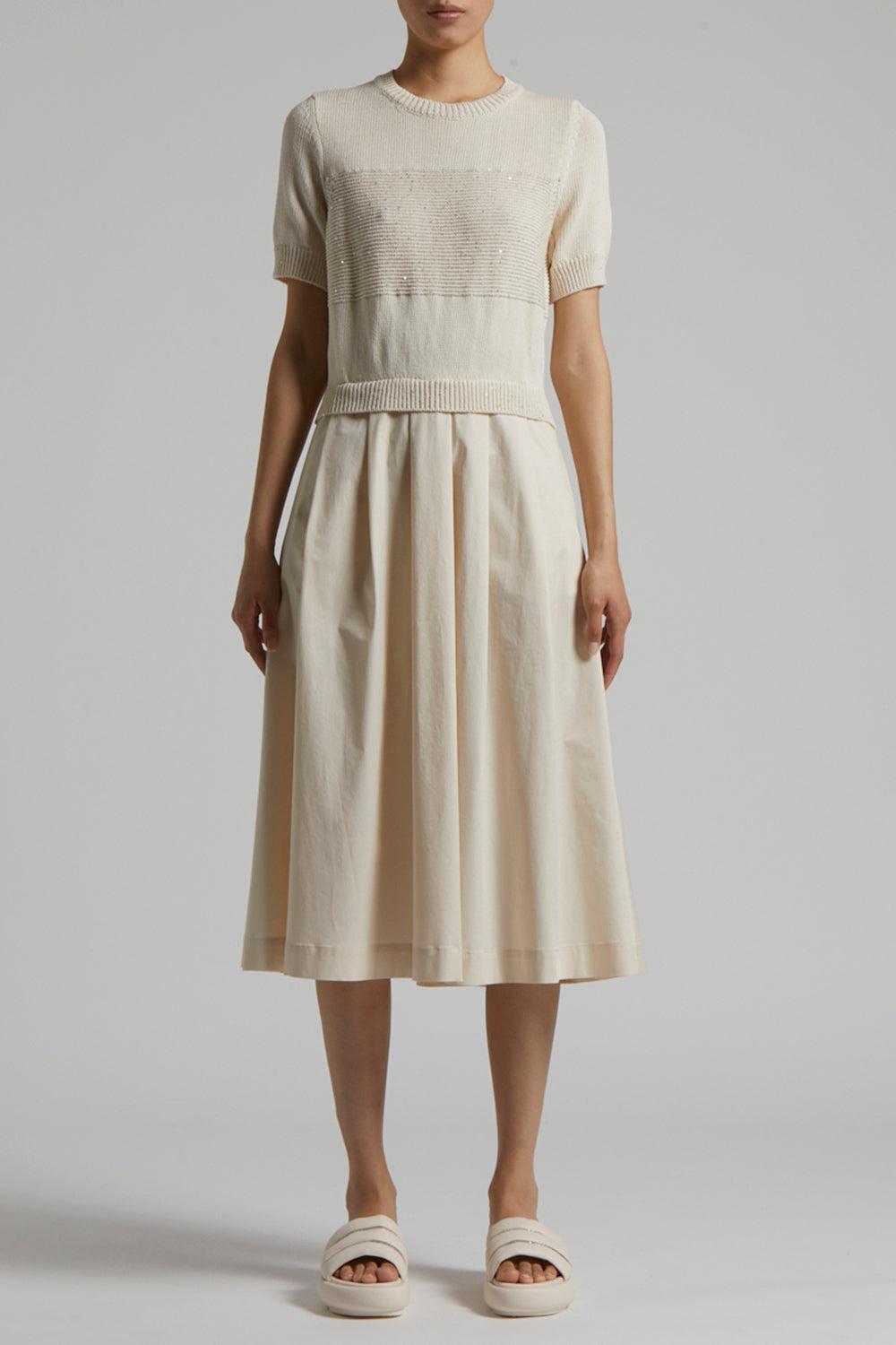 Short Sleeve Midi Dress-QRTZSAND-38-CLOTHINGDRESSCASUAL-PESERICO