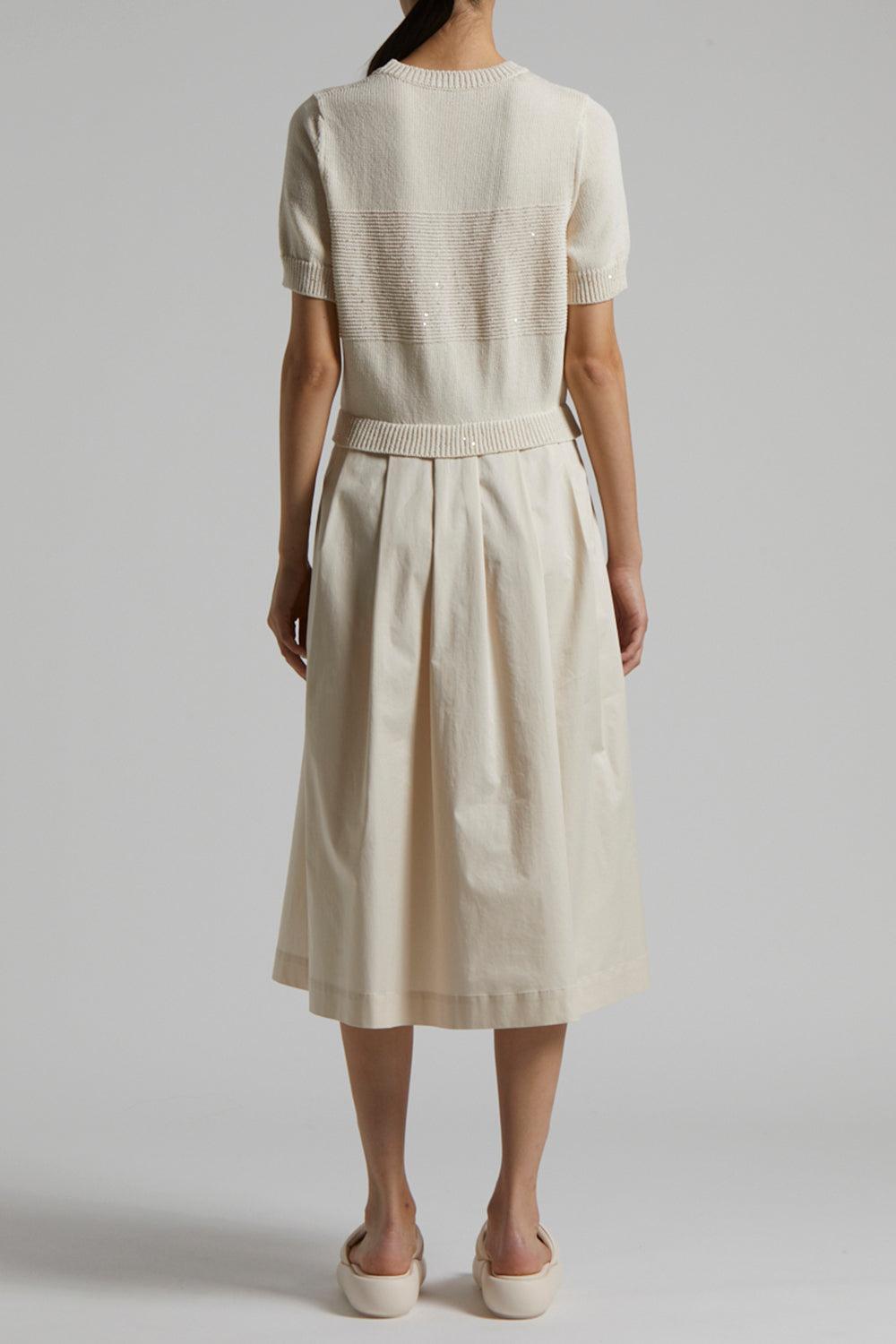 Short Sleeve Midi Dress-QRTZSAND-38-CLOTHINGDRESSCASUAL-PESERICO