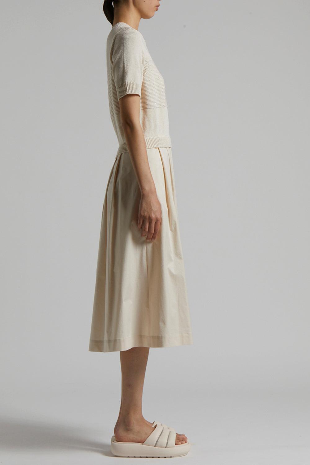 Short Sleeve Midi Dress-QRTZSAND-38-CLOTHINGDRESSCASUAL-PESERICO
