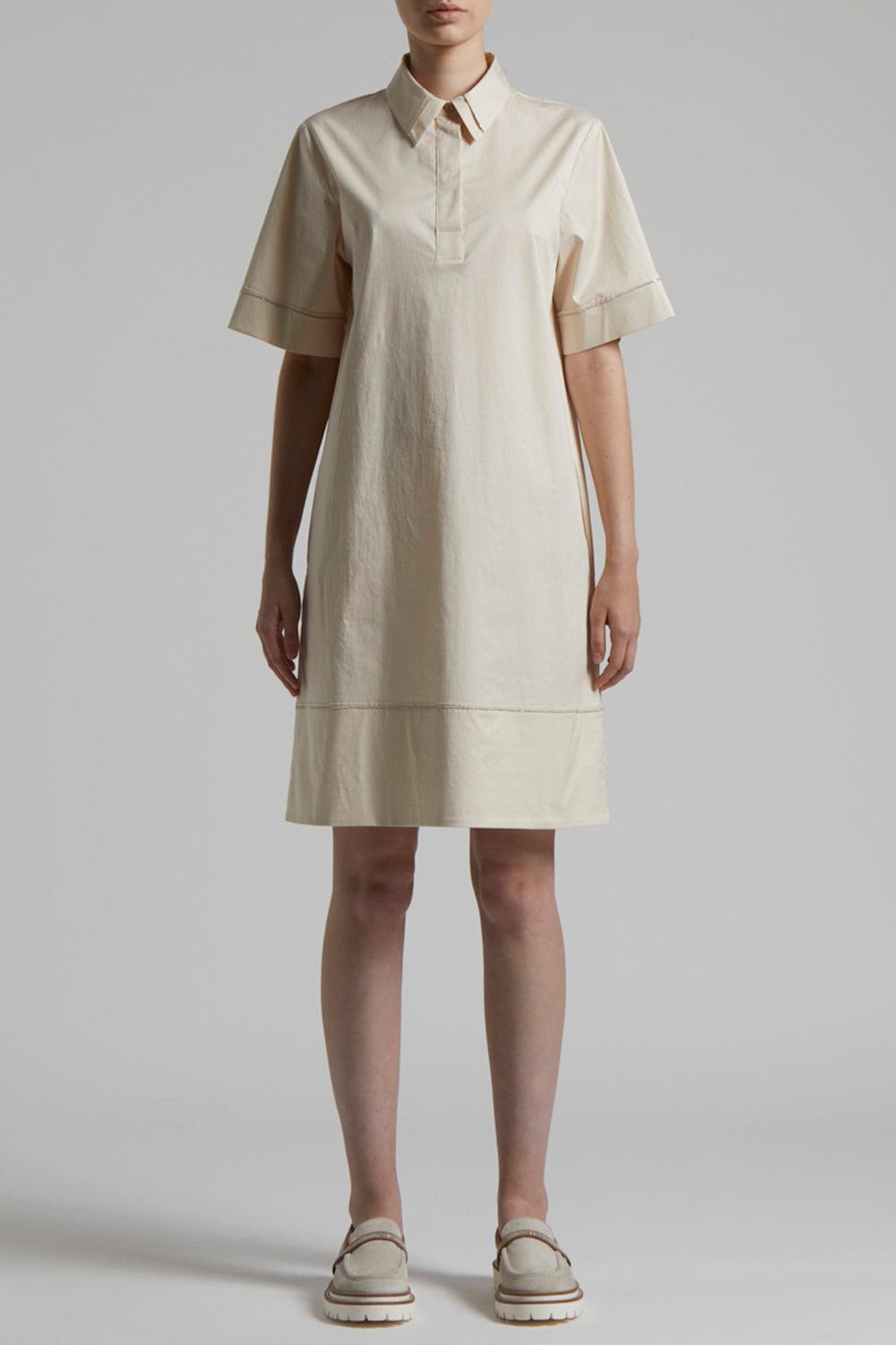 Short Sleeve Collar Dress-QRTZSAND-40-CLOTHINGDRESSCASUAL-PESERICO