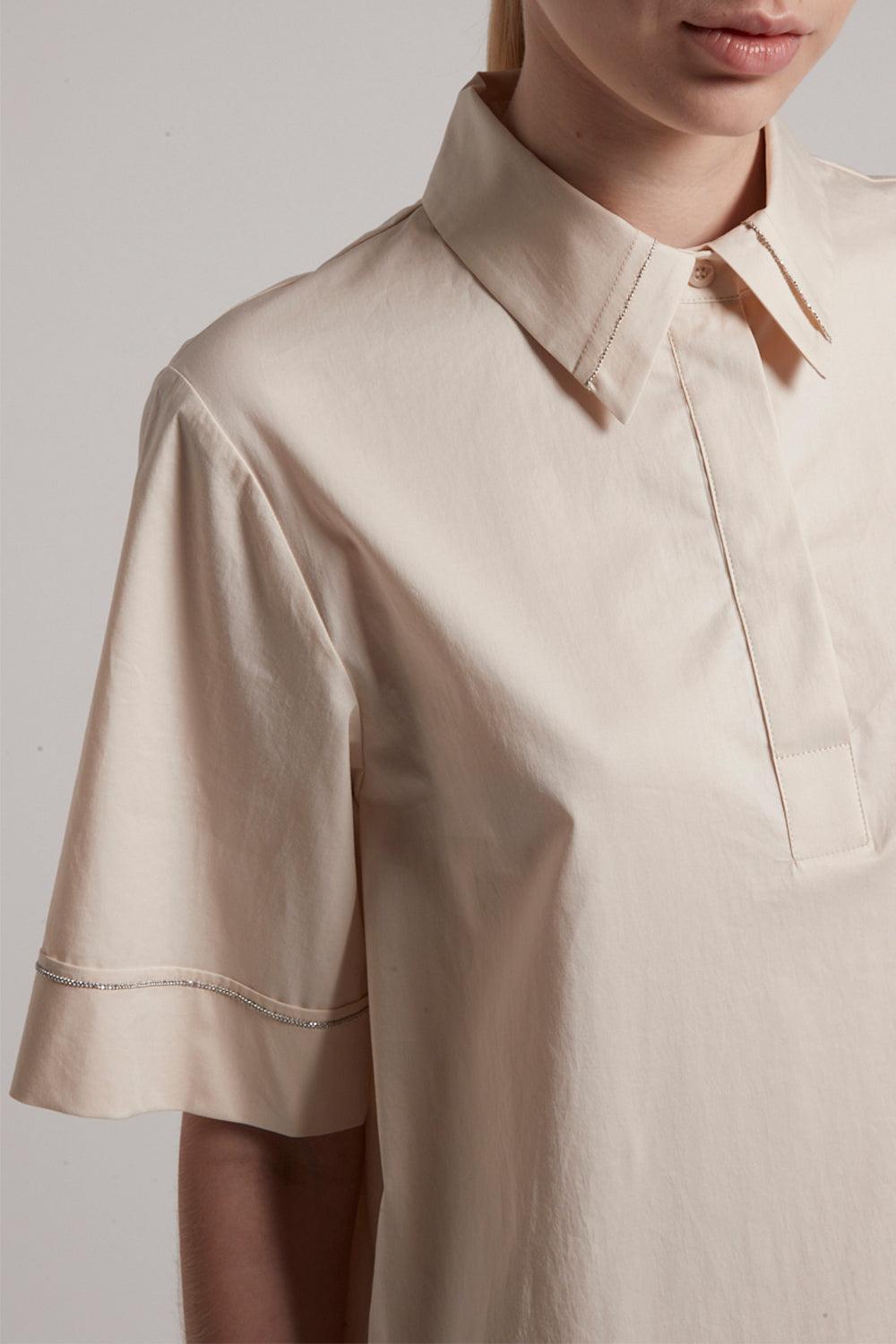 Short Sleeve Collar Dress-QRTZSAND-40-CLOTHINGDRESSCASUAL-PESERICO