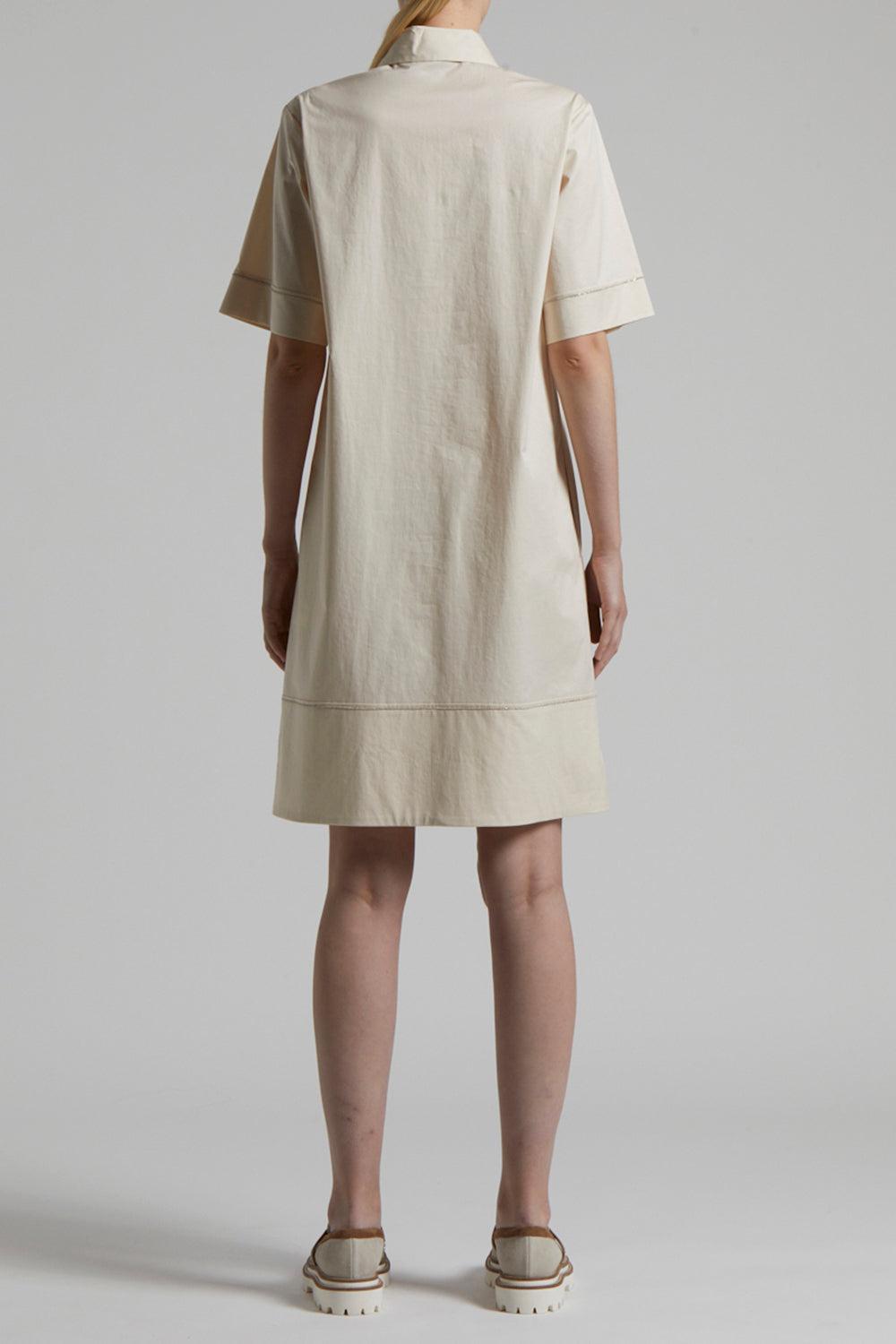 Short Sleeve Collar Dress-QRTZSAND-40-CLOTHINGDRESSCASUAL-PESERICO