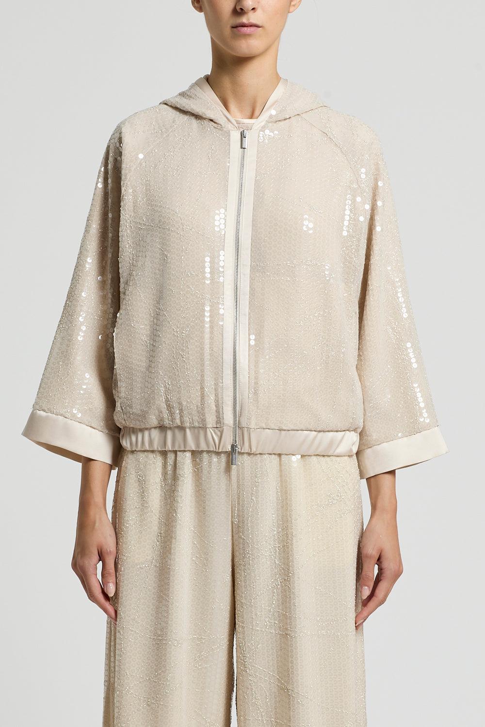 Embroidered Zip Up Jacket-CREAM-38-CLOTHINGJACKETCASUAL-PESERICO