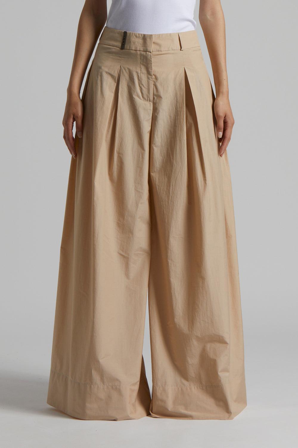 Wide Leg Pleated Pant-AMBER/BEIGE-38-CLOTHINGPANTWIDE LEG-PESERICO