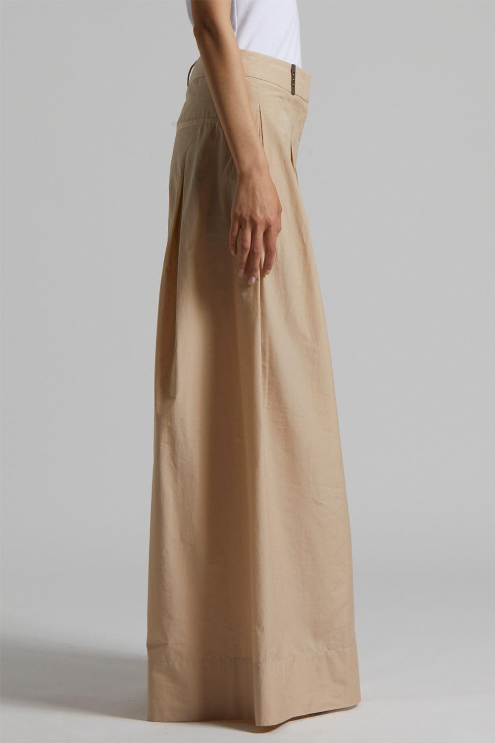Wide Leg Pleated Pant-AMBER/BEIGE-38-CLOTHINGPANTWIDE LEG-PESERICO
