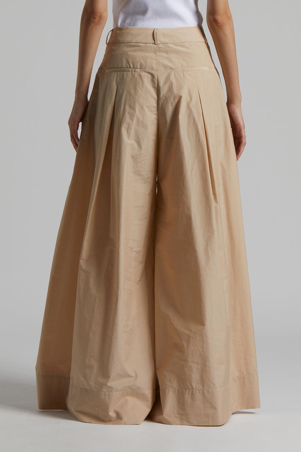 Wide Leg Pleated Pant-AMBER/BEIGE-38-CLOTHINGPANTWIDE LEG-PESERICO