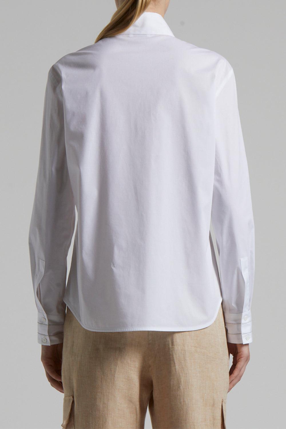 Cuff Detail Collared Shirt-LT WHT-38-CLOTHINGTOPBLOUSE-PESERICO