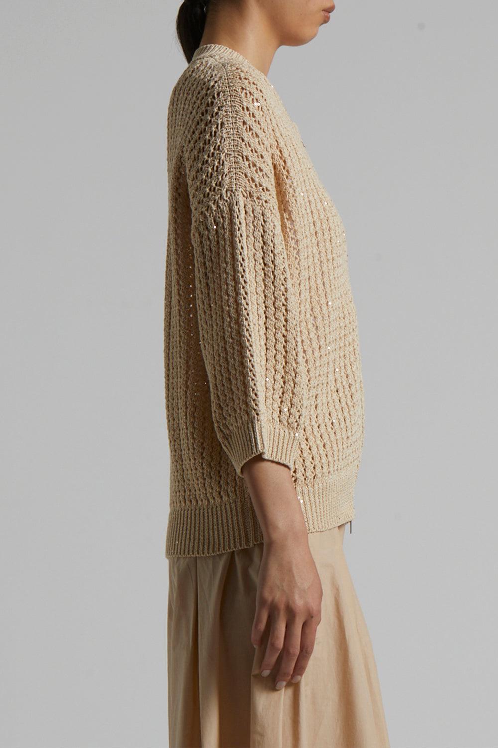 Knit Bomber Jacket-AMBER/BEIGE-38-CLOTHINGTOPKNITS-PESERICO