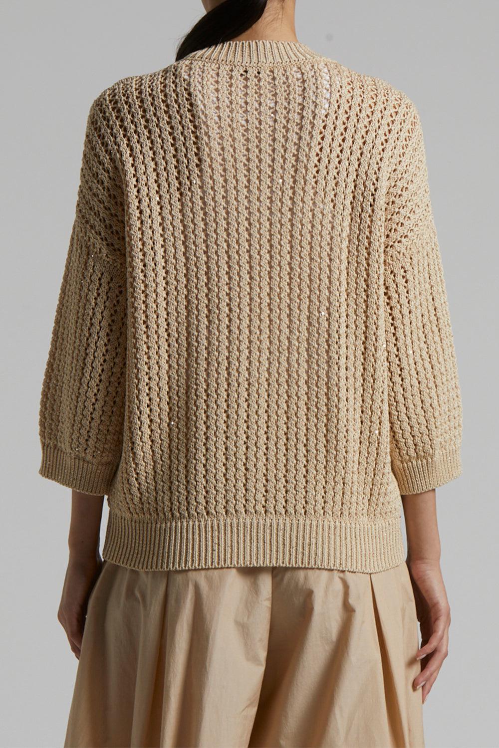 Knit Bomber Jacket-AMBER/BEIGE-38-CLOTHINGTOPKNITS-PESERICO