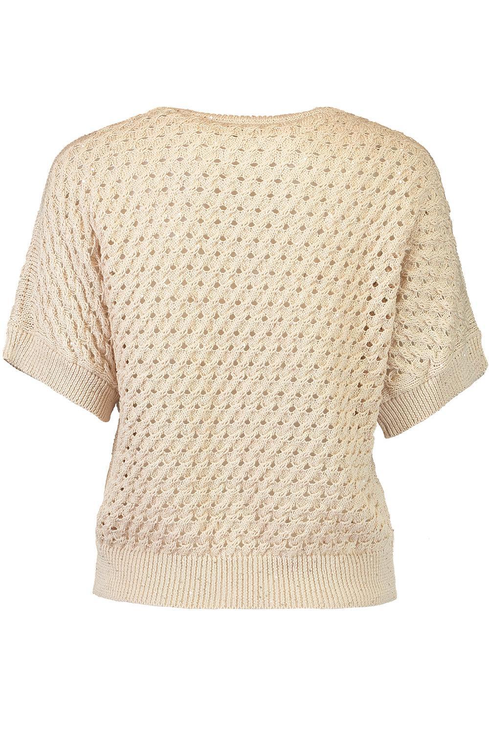 Short Sleeve Knit Sweater-AMBER/BEIGE-38-CLOTHINGTOPKNITS-PESERICO