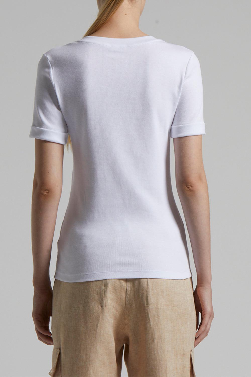 Embroidered Neckline Tee-PURE WHT-38-CLOTHINGTOPT-SHIRT-PESERICO
