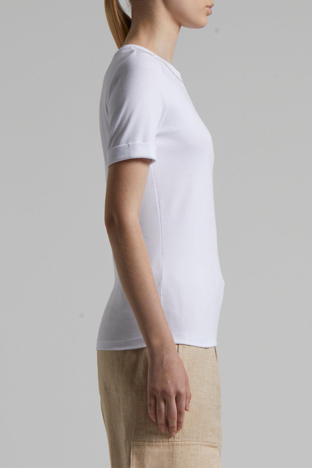 Embroidered Neckline Tee-PURE WHT-38-CLOTHINGTOPT-SHIRT-PESERICO