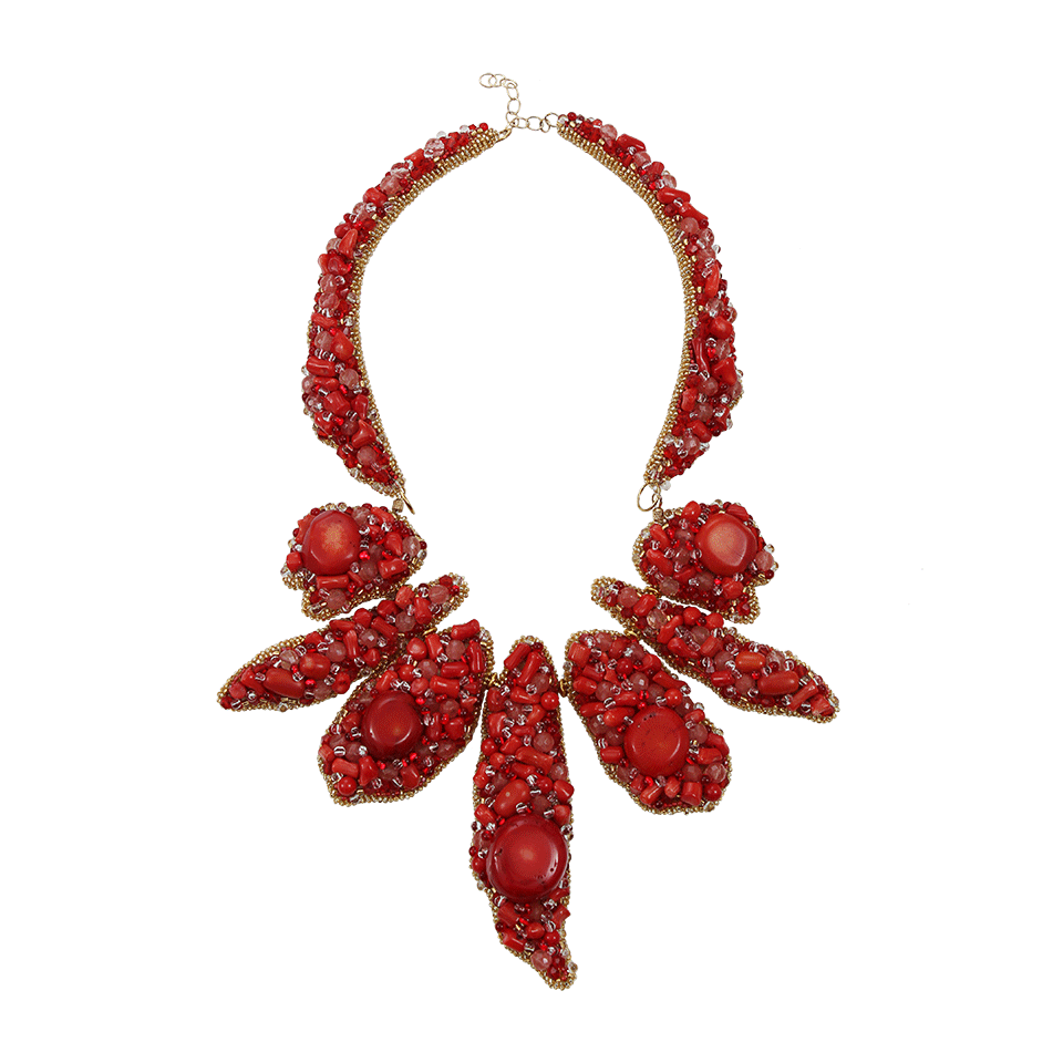 PETER CIESLA-Coral Embroidered Necklace-RED