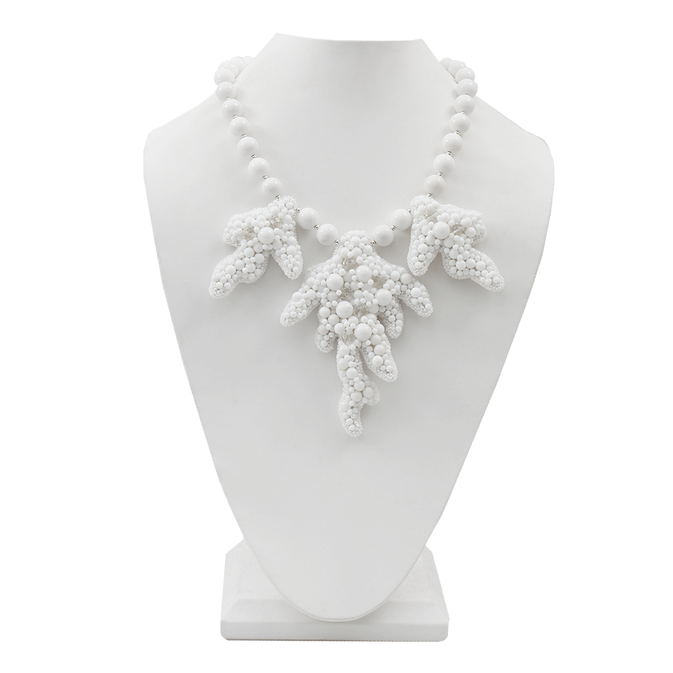PETER CIESLA-Three Leaves Crystal Marble Necklace-WHITE